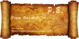 Papp Balabán névjegykártya
